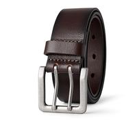 Amazon Essentials Men's Double Prong Leather Belt, Brown, 52