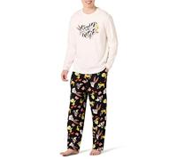 Amazon Essentials Men's Flannel Trouser and Long-Sleeve T-Shirt Pyjama Set, Looney Tunes Gang - Men’s, XS