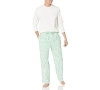 Amazon Essentials Men's Flannel Trouser and Long-Sleeve T-Shirt Pyjama Set, Mint Green Forest Animals, 5XL Plus