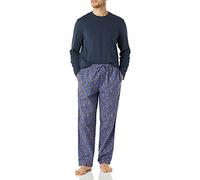 Amazon Essentials Men's Flannel Trouser and Long-Sleeve T-Shirt Pyjama Set, Navy Squirrel, S