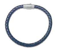 Amazon Essentials Men's Genuine Blue Leather Sterling Silver Bracelet