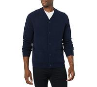 Amazon Essentials Men's Lambs Wool V-Neck Cardigan Sweater with Pockets (Previously Goodthreads), Dark Navy, Medium Tall