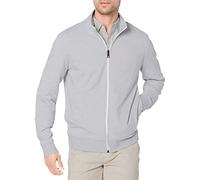 Amazon Essentials Men's Lightweight French Terry Full-Zip Mock Neck Sweatshirt, Light Grey Heather, XXL