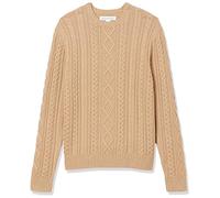 Amazon Essentials Men's Long-Sleeve 100% Cotton Fisherman Cable Crewneck Jumper, Camel, L