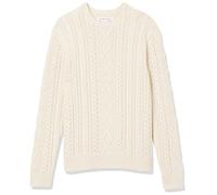 Amazon Essentials Men's Long-Sleeve 100% Cotton Fisherman Cable Crewneck Jumper, Off-White, L