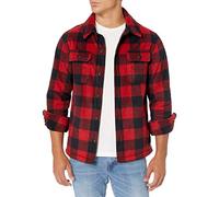 Amazon Essentials Men's Long-Sleeve Polar Fleece Shirt Jacket for Winter, Red Buffalo Check, XS