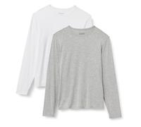 Amazon Essentials Men's Long Sleeve Super Soft Modal Vest, Pack of 2, Medium Grey Heather/White, L