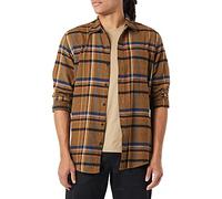 Amazon Essentials Men's Long-Sleeved Flannel Shirt, Black Brown Mix Plaid, L