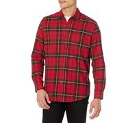 Amazon Essentials Men's Long-Sleeved Flannel Shirt, Black Red Yellow Large Plaid, XXL