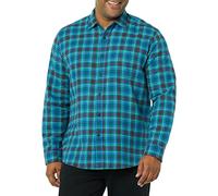 Amazon Essentials Men's Long-Sleeved Flannel Shirt, Blue Burgundy Green Plaid, S