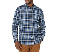 Amazon Essentials Men's Long-Sleeved Flannel Shirt, Blue White Plaid, M