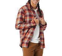Amazon Essentials Men's Long-Sleeved Flannel Shirt, Burgundy Orange Plaid, XXL