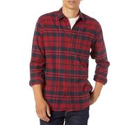 Amazon Essentials Men's Long-Sleeved Flannel Shirt, Red Plaid, M