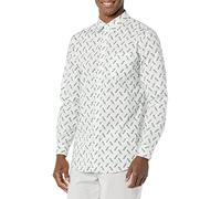 Amazon Essentials Men's Long-Sleeved Slim-Fit Stretch Poplin Shirt, Light Blue Bird Print, L