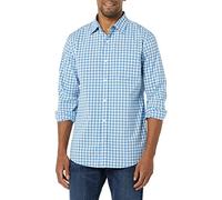 Amazon Essentials Men's Long-Sleeved Slim-Fit Stretch Poplin Shirt, Light Blue White Gingham, XXL