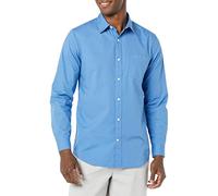 Amazon Essentials Men's Long-Sleeved Slim-Fit Stretch Poplin Shirt, Light Blue, XXL