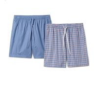 Amazon Essentials Men's Lounge Cotton Stretch Poplin Pyjama Shorts, Pack of 2, Check/Cornflower Blue, M