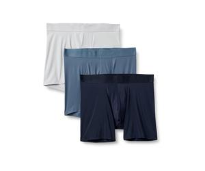 Amazon Essentials Men's Microfibre Boxer Shorts Underwear, Pack of 3, Blue/Light Grey/Navy Blue, M