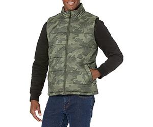 Amazon Essentials Men's Mid-weight Fleece-Lined Insulated Puffer Vest, Military Green Camo, M
