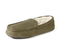 Amazon Essentials Men's Moccasin Slipper, Dark Olive Microsuede, 8