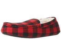 Amazon Essentials Men's Moccasin Slippers, Black Red Buffalo Check, 12 UK