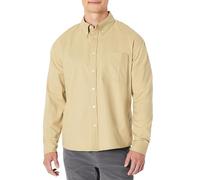 Amazon Essentials Men's Modern Oversized-Fit Cotton Button-Down Shirt, Tan, L