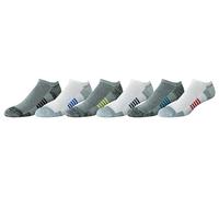 Amazon Essentials Men's Performance Breathable Cotton-Poly Blend Cushioned No Show Running and Trainer Athletic Ankle Socks, 6 Pairs, Grey/White, 7-11