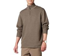 Amazon Essentials Men's Quarter-Zip French Rib Jumper, Brown Heather, L