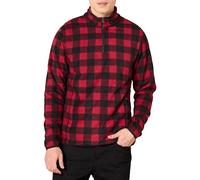 Amazon Essentials Men's Quarter-Zip Polar Fleece Jacket, Black Red Buffalo Check, XS