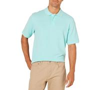 Amazon Essentials Men's Regular-Fit Cotton Pique Polo Shirt, Aqua, Large