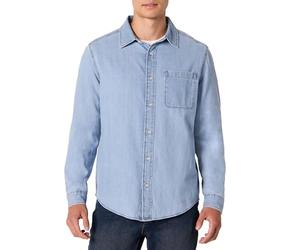 Amazon Essentials Men's Regular-Fit Long-Sleeve Button-Down Denim Jeans Shirt, Light Indigo Wash, M