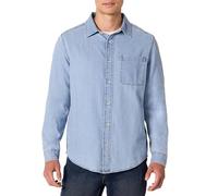 Amazon Essentials Men's Regular-Fit Long-Sleeve Button-Down Denim Jeans Shirt, Light Indigo Wash, XS
