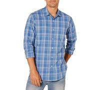 Amazon Essentials Men's Regular-Fit Long-Sleeve Casual Poplin Shirt, Aqua Blue Plaid, M
