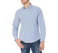 Amazon Essentials Men's Regular-Fit Long-Sleeve Casual Poplin Shirt, Blue Gingham, S