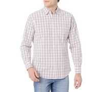Amazon Essentials Men's Regular-Fit Long-Sleeve Casual Poplin Shirt, Blue Red White Check Plaid, XS