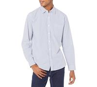 Amazon Essentials Men's Regular-Fit Long-Sleeve Casual Poplin Shirt, Blue White Vertical Stripes, S