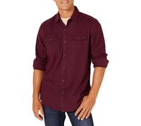 Amazon Essentials Men's Regular-Fit Long-Sleeve Two-Pocket Flannel Shirt, Burgundy Heather, L