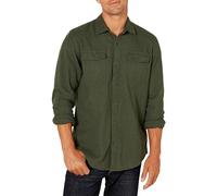 Amazon Essentials Men's Regular-Fit Long-Sleeve Two-Pocket Flannel Shirt, Olive Heather, L