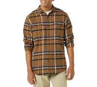 Amazon Essentials Men's Regular-Fit Long-Sleeve Two-Pocket Flannel Shirt, Tobacco Brown Plaid, S