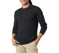 Amazon Essentials Men's Regular-Fit Long-Sleeve Waffle Henley Shirt, Black, M