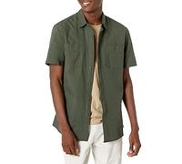 Amazon Essentials Men's Regular-Fit Short-Sleeve Chambray Shirt, Olive, XX-Large