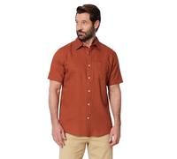 Amazon Essentials Men's Regular-Fit Short-Sleeve Linen Shirt, Brick Red, XXL