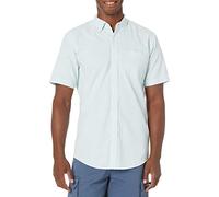 Amazon Essentials Men's Regular-Fit Short-Sleeve Pocket Oxford Shirt, Blue Stripes, XS