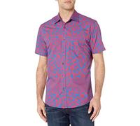 Amazon Essentials Men's Regular-Fit Short-Sleeve Poplin Shirt, Blue Floral, S