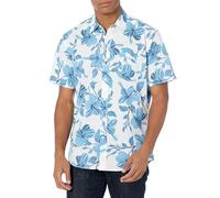 Amazon Essentials Men's Regular-Fit Short-Sleeve Print Shirt, Blue Floral Print, XXL