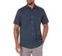 Amazon Essentials Men's Regular-Fit Short-Sleeve Print Shirt, Navy White Anchor Print, XL