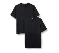 Amazon Essentials Men's Regular-Fit Short-Sleeved Quick-Dry Jersey Henley T-Shirt, Pack of 2, Black, M