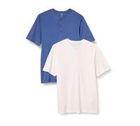 Amazon Essentials Men's Regular-Fit Short-Sleeved Quick-Dry Jersey Henley T-Shirt, Pack of 2, Blue/White, M