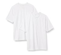 Amazon Essentials Men's Regular-Fit Short-Sleeved Quick-Dry Jersey Henley T-Shirt, Pack of 2, White, L