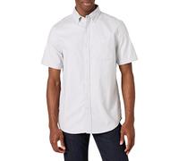 Amazon Essentials Men's Regular-Fit Short-Sleeved Stretch Oxford Shirt with Pocket, Light Grey, L